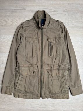 Divided by H&M Mens Utility Jacket Khaki Military Cargo Zip Small